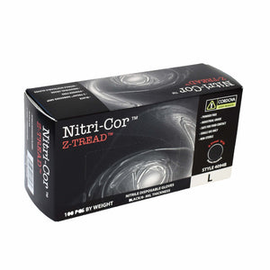 Nitri-Cor Z-Tread Black Nitrile Gloves (6 mil) | Case of 1000