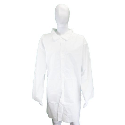 (30/Case) Novus White Microporous Disposable Lab Coat w/ Open Wrists