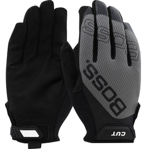 (12 Pairs) Boss® Synthetic Microfiber Palm Glove with Mesh Fabric Back and Para-Aramid Cut Lining