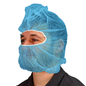(1000/Case) Disposable Blue Hood Bouffant Beard Cover Combo