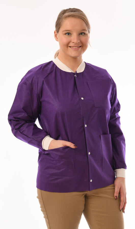 (10/Pack) Valumax Heavy Weight Disposable Lab Jackets - Purples