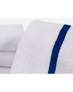 (25 Dozen Bale - 300 Each)  Pool Towel 20X40 Blue Center Stripe 100% 2 Ply Cotton