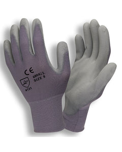 (12 pairs) Lightweight Polyurethane Gray Palm Coated Gloves w/ Gray Nylon Shell