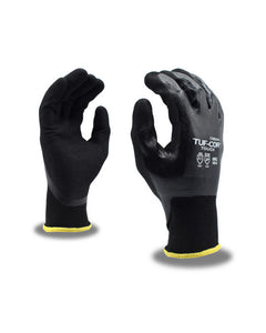 (12 pairs) Tuf-Cor Touch™ Black Nitrile Palm Coated Gloves w/ Black Polyester Shell & Touchscreen Capabilities