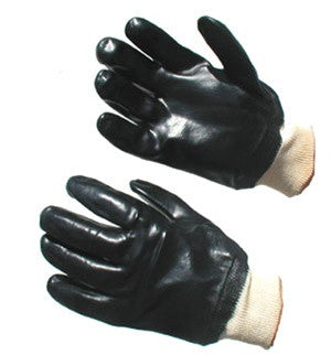 Black PVC Smooth Coated Gloves Knitwrist