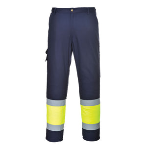 Class E ANSI/ISEA Portwest Hi-Vis Two-Tone Pants Yellow/Navy