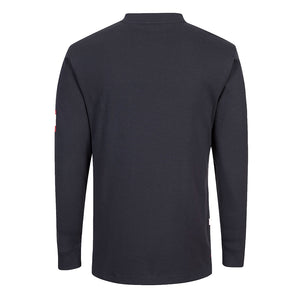 Portwest Bizflame Navy Flame Resistant Antistatic Henley Long Sleeve Shirt