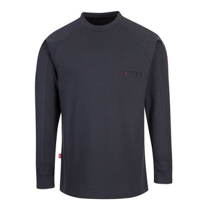 Portwest Bizflame Navy Flame Resistant Antistatic Crew Neck Long Sleeve Shirt