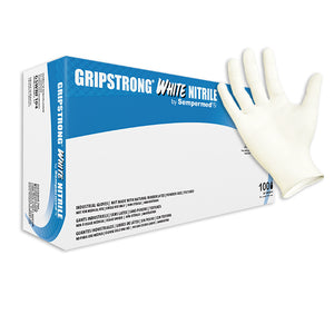 (70 Case/Full Pallet) GripStrong White Nitrile Gloves (4 mil) | Industrial Grade | Case of 1000