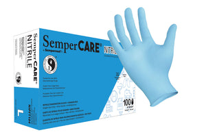 (70 Case/Full Pallet) SemperCare Blue Nitrile Gloves (4 mil) | Exam Grade | Case of 1000