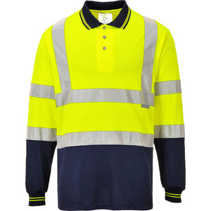 Class 2 Portwest Two-Tone Long Sleeve Polo Yellow/Navy