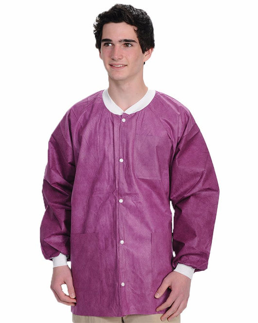 (10/Pack) Valumax Heavy Weight Disposable Lab Jackets - Purples
