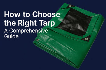 Tarp with a blue background