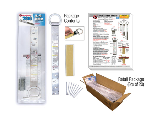 RS-20 Anchor 20ga. 430SST w/Stamped Dacromet D-ring. Single Hole Size w/ Butyl Strips +8pc SST Nail Pack