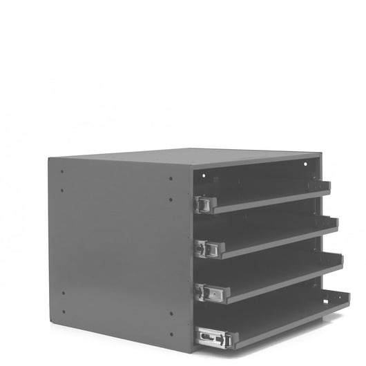 Durham Large Bearing Slide Rack, Holds 4 Compartment Boxes, Heavy Duty, Steel, Gray
