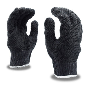 Gray String Knit Gloves with Two Sided Plastic Dots