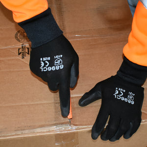(12 pairs) Lightweight Polyurethane Black Palm Coated Gloves w/ Black Nylon Shell
