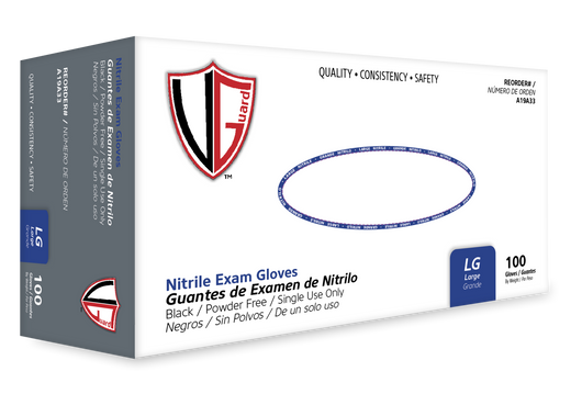 VGuard® Black Nitrile Gloves (7 mil) | Exam Grade | Case of 1000