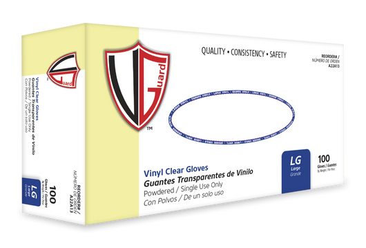 VGuard® Powdered Clear Vinyl Gloves (3 mil) | Industrial Grade | Case of 1000