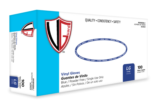 VGuard® Powder Free Blue Vinyl Gloves (3 mil) | Industrial Grade | Case of 1000