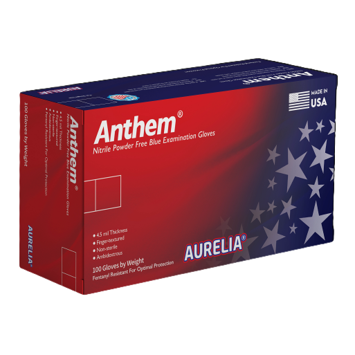 Aurelia Anthem Blue Nitrile Gloves (4.5 mil) | Exam Grade | Case of 1000 - MADE IN USA