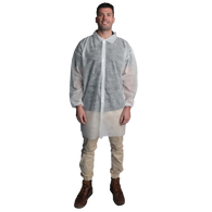 (30/Case) VGuard® 28gsm White Lightweight Polypropylene Lab Coat w/ Hook & Loop Closure