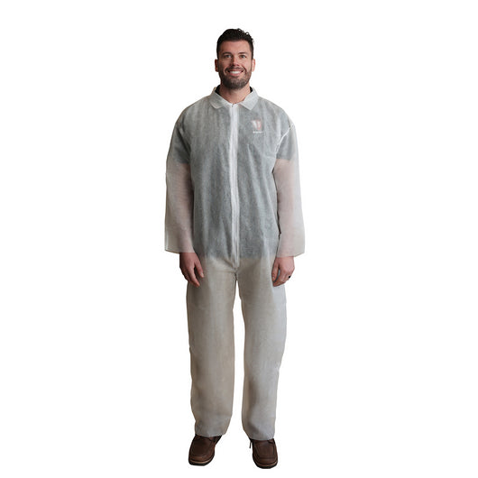 (25/Case) VGuard® 28gsm White Polypropylene Coverall - Open Wrists & Ankles