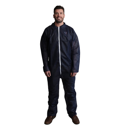 (25/Case) VGuard® 28gsm Blue Polypropylene Coverall - Open Wrists & Ankles