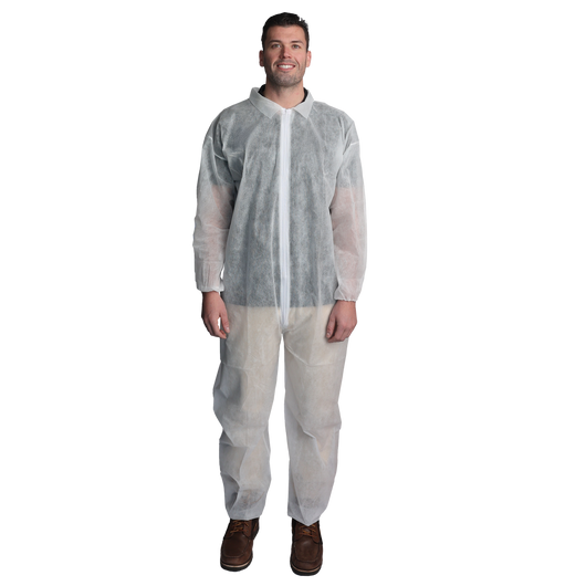 (25/Case) VGuard® 28gsm White Polypropylene Coverall - Elastic Wrists & Ankles