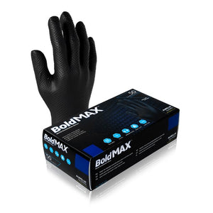 Aurelia BoldMAX Black Nitrile Gloves (9.0 mil) | Diamond Texture | Case of 1000