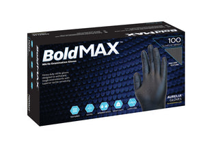 Aurelia BoldMAX Black Nitrile Gloves (9.0 mil) | Diamond Texture | Case of 1000