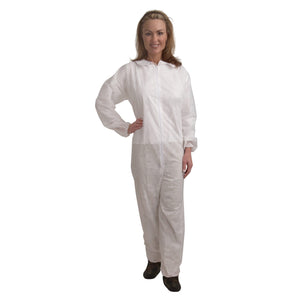 (25/Case) Polypropylene Disposable Coveralls | 25 gram, Zipper, Collar, Elastic Wrists & Ankles