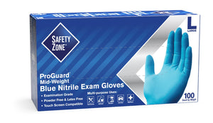 (100 Case/Full Pallet) ProGuard Blue Nitrile Gloves (4.1 mil) | Exam Grade | Case of 1000