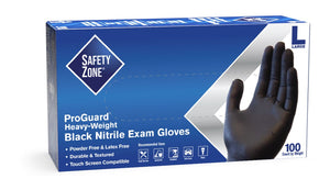 (70 Case/Full Pallet) ProGuard Black Nitrile Gloves (6 mil) | Exam Grade | Case of 1000