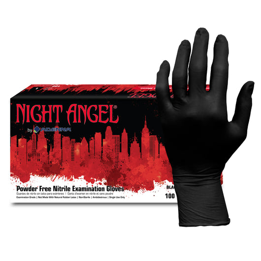 Night Angel Powder Free Black Nitrile Gloves (4 mil) | Exam Grade | Case of 1000