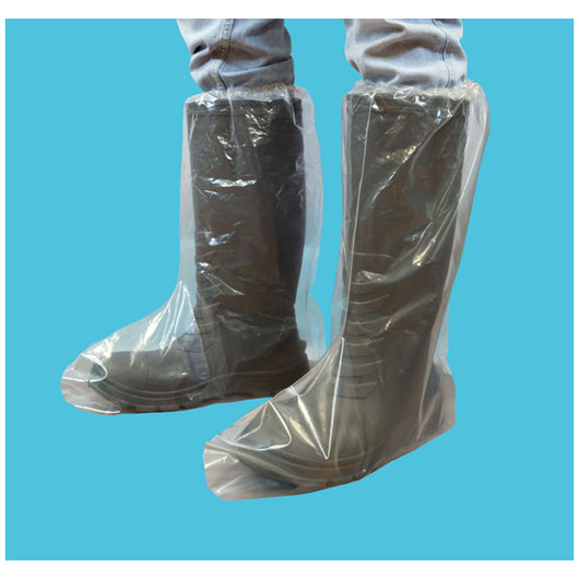 (250/Case) Novus 4 Mil Clear PE Disposable Boot Covers w/ Elastic Top