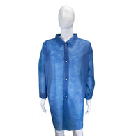 (30/Case) Novus Blue Polypropylene Disposable Lab Coat w/ Open Wrists