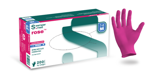 (40 Case/Full Pallet) Sempermed® Rose™ Nitrile Gloves (3 mil) | Exam Grade | Case of 2000