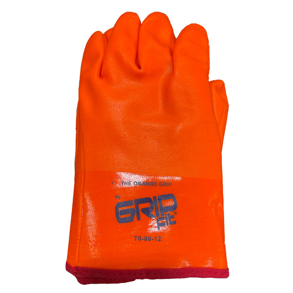 Hi Vis Orange PVC 12" Open Cuff Foam Lined Work Gloves - Rough Finish