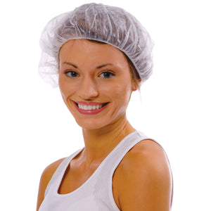 (1000/Case) White Disposable Polypropylene Bouffant Scrub Hair Net Caps