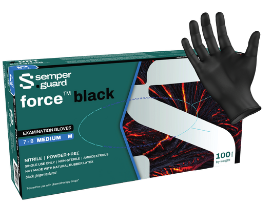 Semperguard® Force™ Black Nitrile Gloves (5 mil) | Exam Grade | Case of 1000