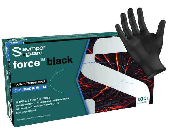Semperguard® Force™ 5 mil Black Powder Free Exam Nitrile Gloves