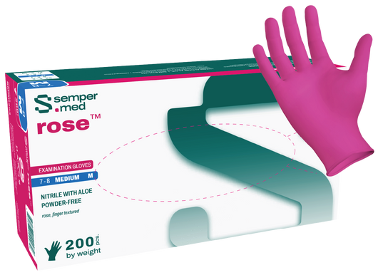 (40 Case/Full Pallet) Sempermed® Rose™ Nitrile Gloves (3 mil) | Exam Grade | Case of 2000