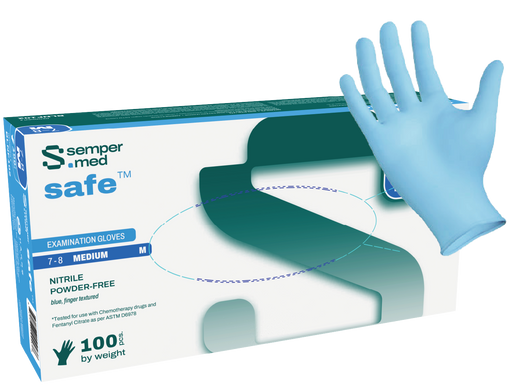 Sempermed® Safe™ Blue Nitrile Gloves (5 mil) | Exam Grade | Case of 1000