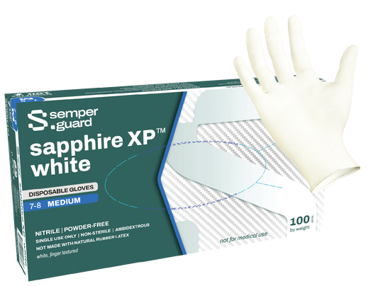 (50 Case/Full Pallet) Semperguard® Sapphire XP™ White Nitrile Gloves (4 mil) | Industrial Grade | Case of 1000