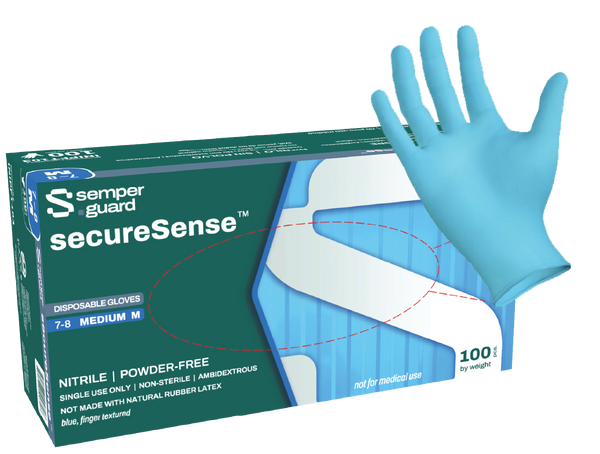 Semperguard® secureSense™ Blue Nitrile Gloves (5 mil) | Industrial Grade | Case of 1000