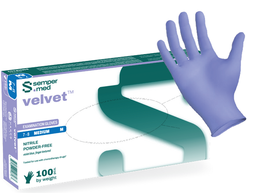 (60 Case/Full Pallet) Sempermed® Velvet™ Violet Blue Nitrile Gloves (3 mil) | Exam Grade | Case of 1000