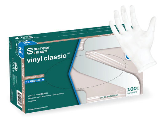 (160 Case/Pallet) Semperguard® Vinyl Classic™ Clear Powdered (4 mil) | Industrial Grade | Case of 1000