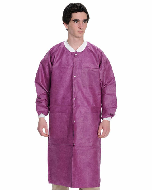 Purple Labcoat Disposable Lab Coat 44 Inches Long, Pack Of