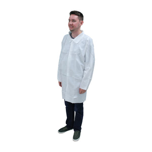 (30/Case) Promax Lab Coats Snap Front without pockets - SIMILAR TO TYVEK